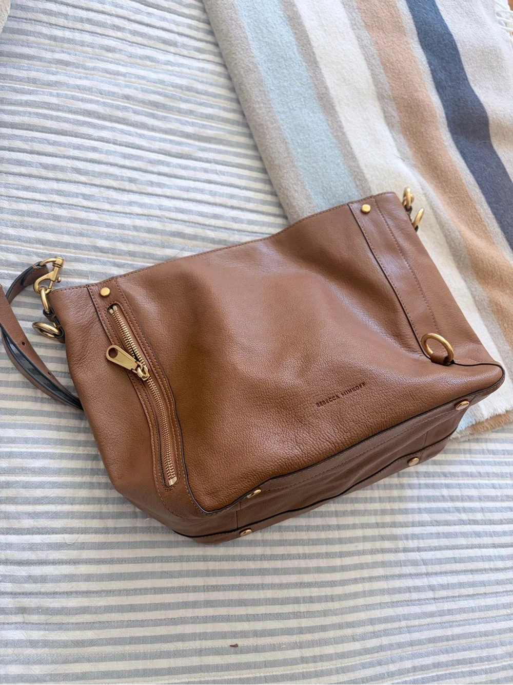 Rebecca Minkoff Cognac Leather Shoulder Bag with Gold Hardware